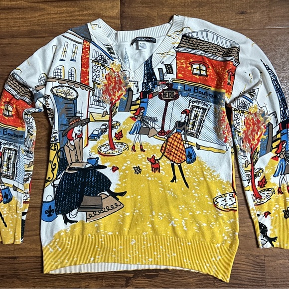 Clotheshead • X-Large • Multi-Colors W/ Women Shopping In Paris/ Studded Sweater - Picture 3 of 16